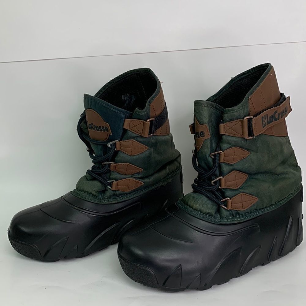 LaCrosseโgreenโandโblackโlaceโupโDuckโboots